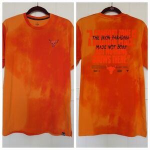 Under Armour Project Rock Sun Wash Graphic T Shirt Mens M Orange Short Sleeve